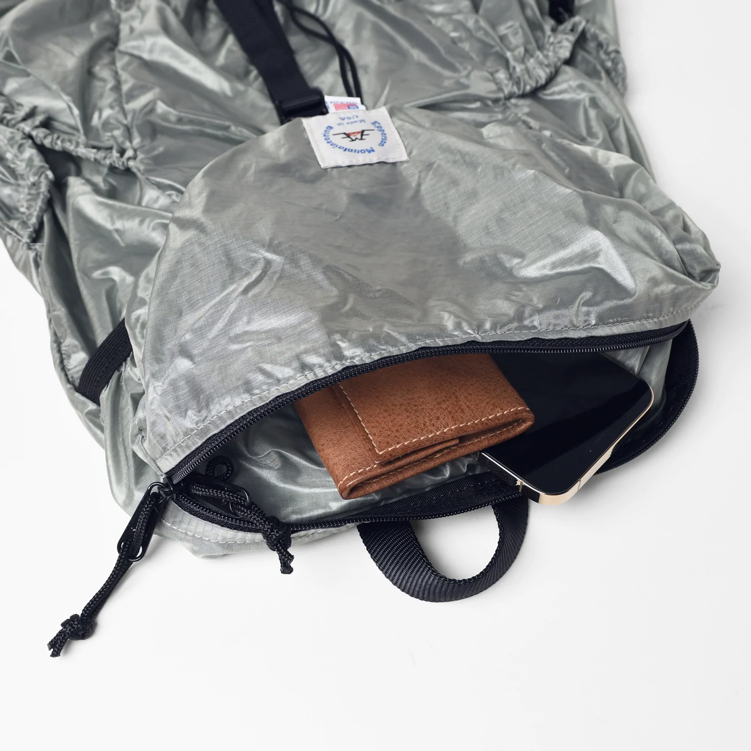 Packable Back Pack - 1.1oz Parachute Nylon Silver - Image 5