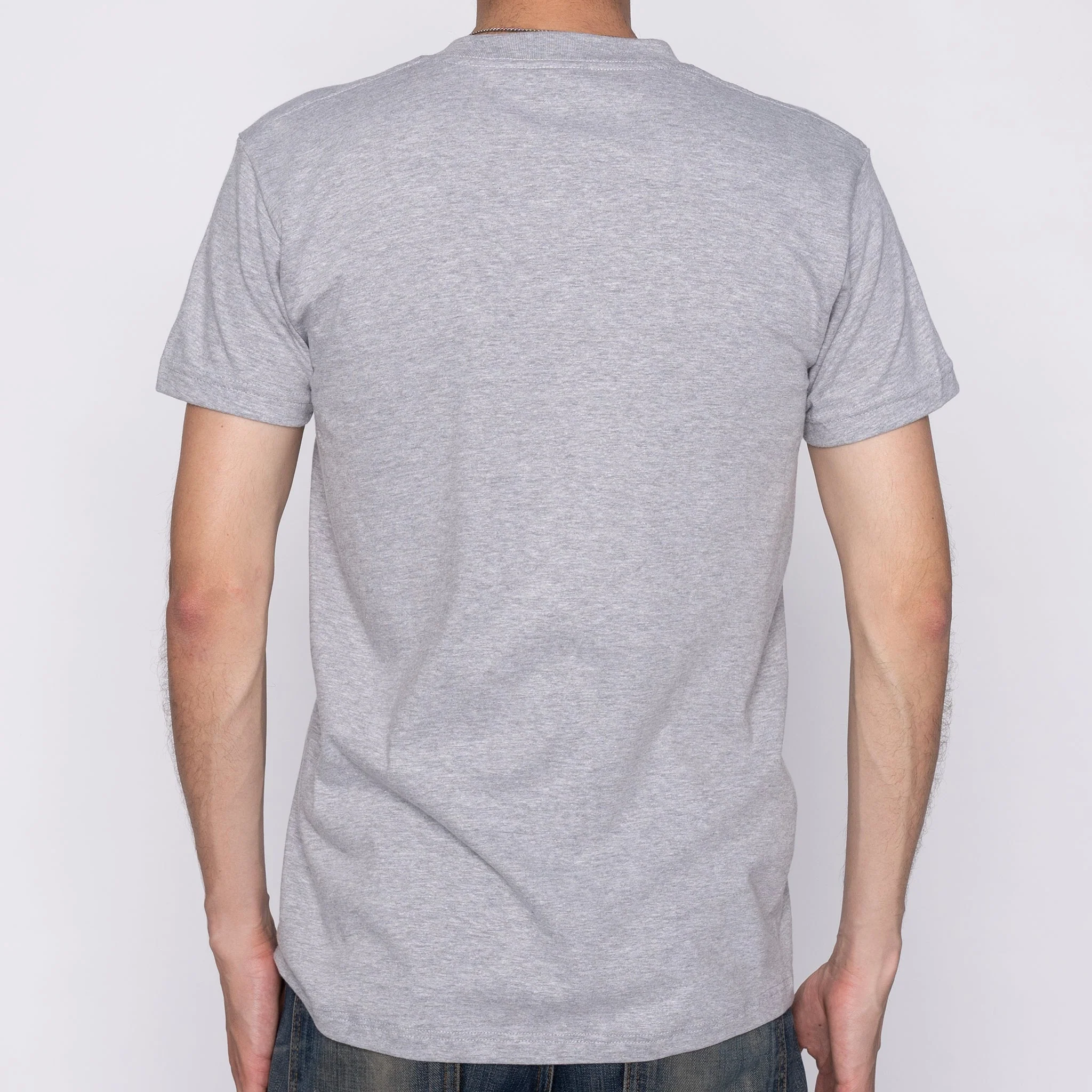 Pocket Tee - Heather Grey + Slub Nep Rinsed Denim - Image 4