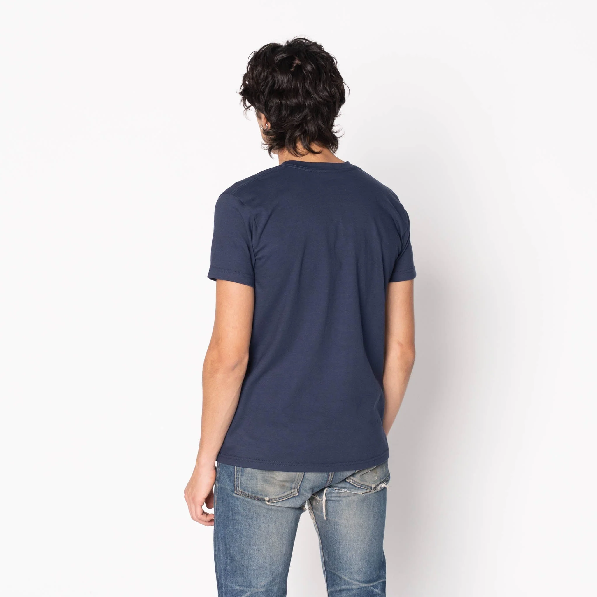 Pocket Tee   - Navy -   Kimono Print Rain - Image 3